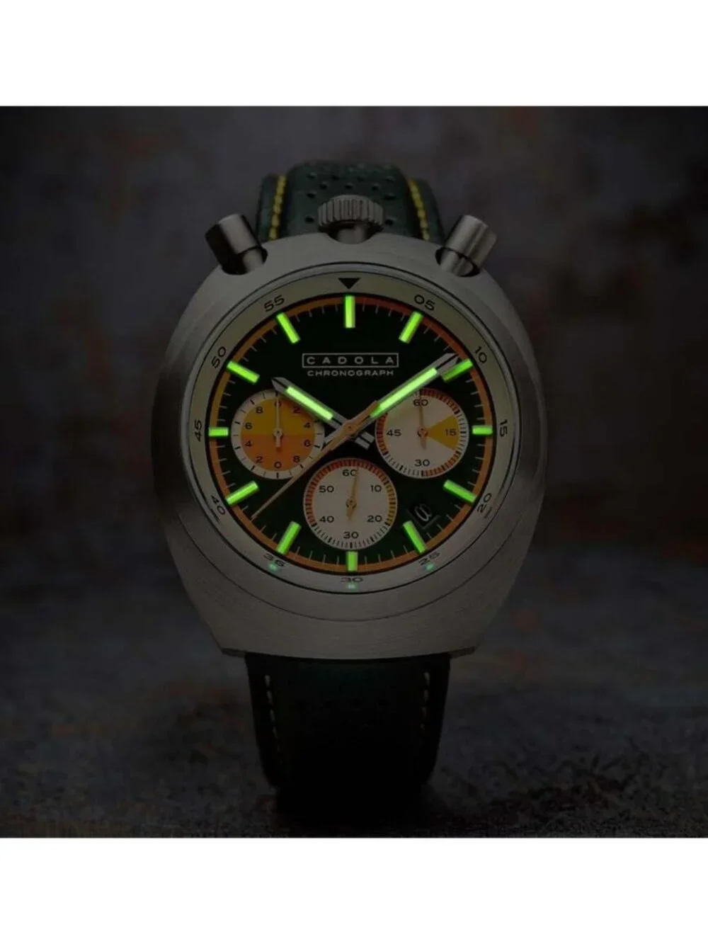 NWT Cadola Testa Di Toro Chronograph Quartz Green Dial Men's Watch